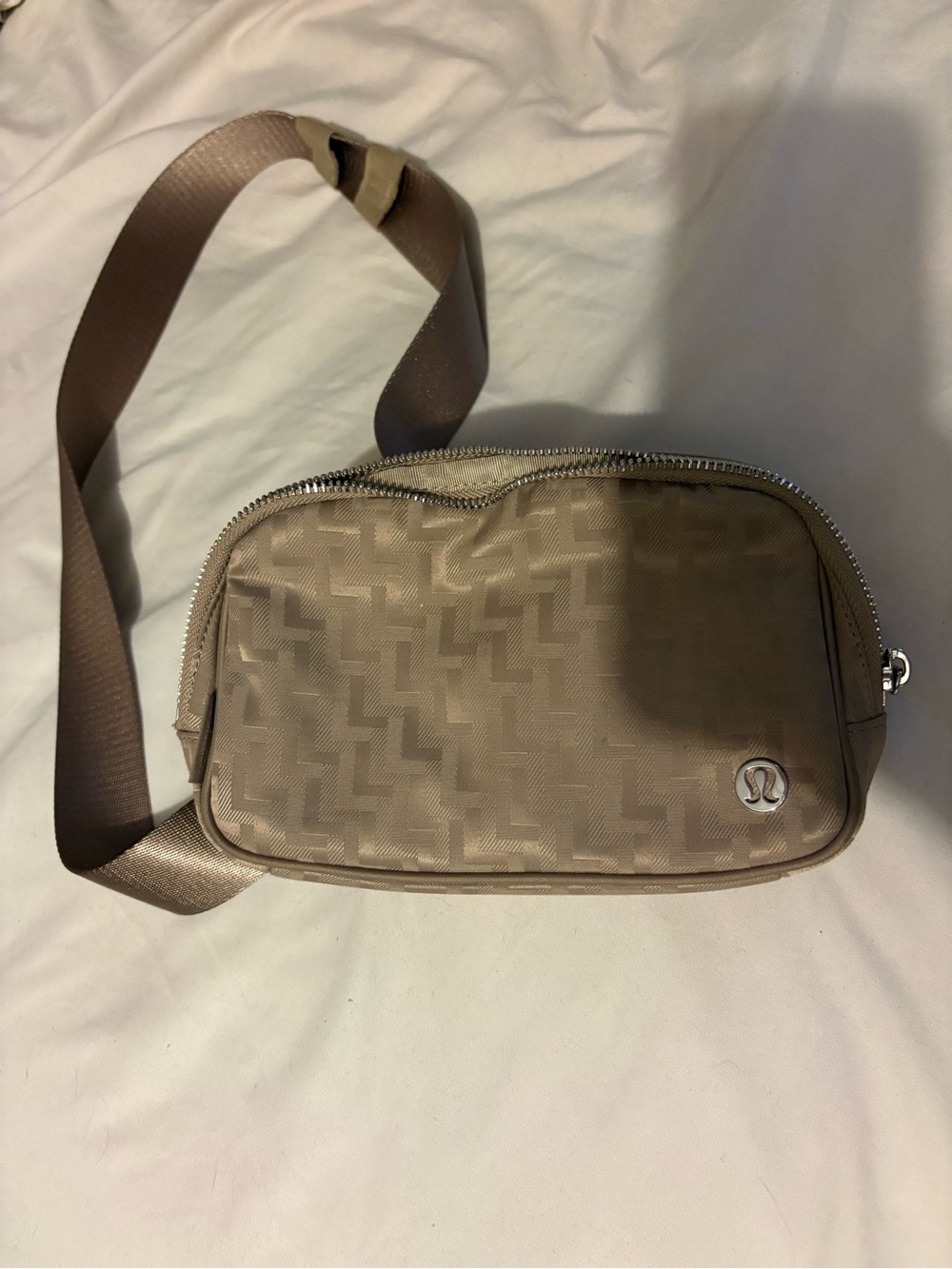lululemon athletica Taupe Belt Bag with Subtle Chevron Texture